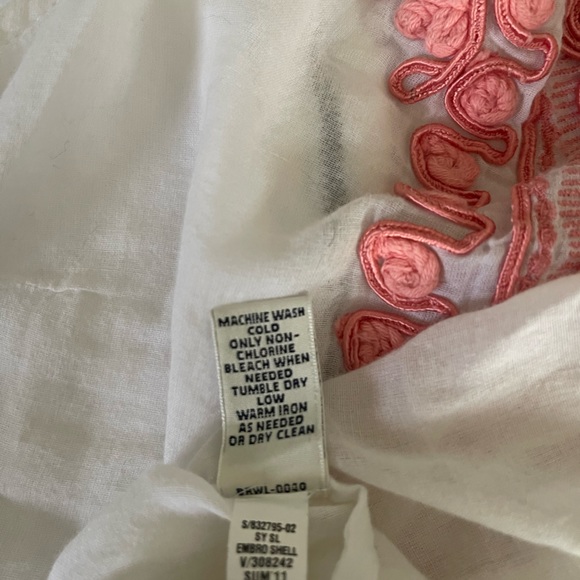 🆕 [Banana Republic] White and Peach Cotton Embroidered Zip Top Sz: 2 - Picture 10 of 12